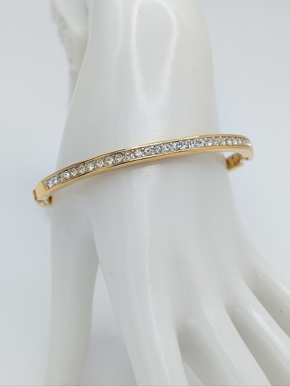 Vintage Swarovski Channel Set Rhinestone Hinged Bangle Bracelet
